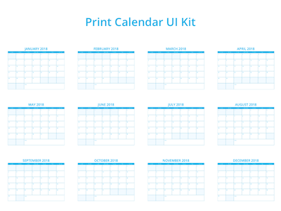 2018 Print Calendar UI Kit