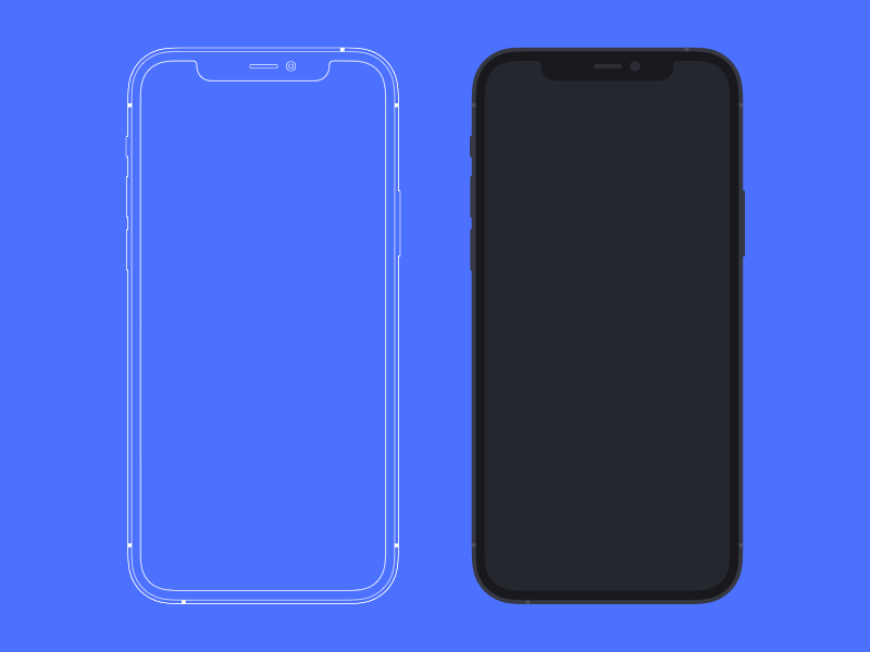 iPhone 12 Pro Mockup - Flat and Outlined