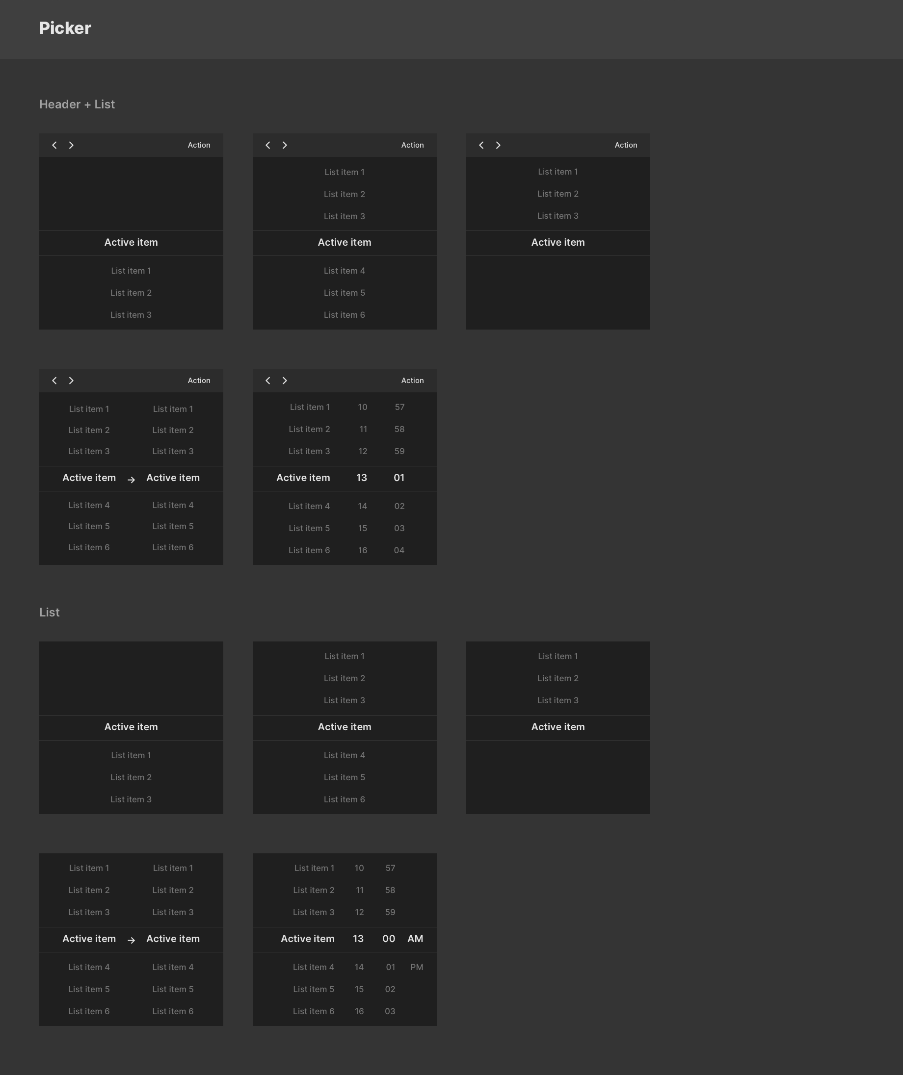 iOS Dark - picker