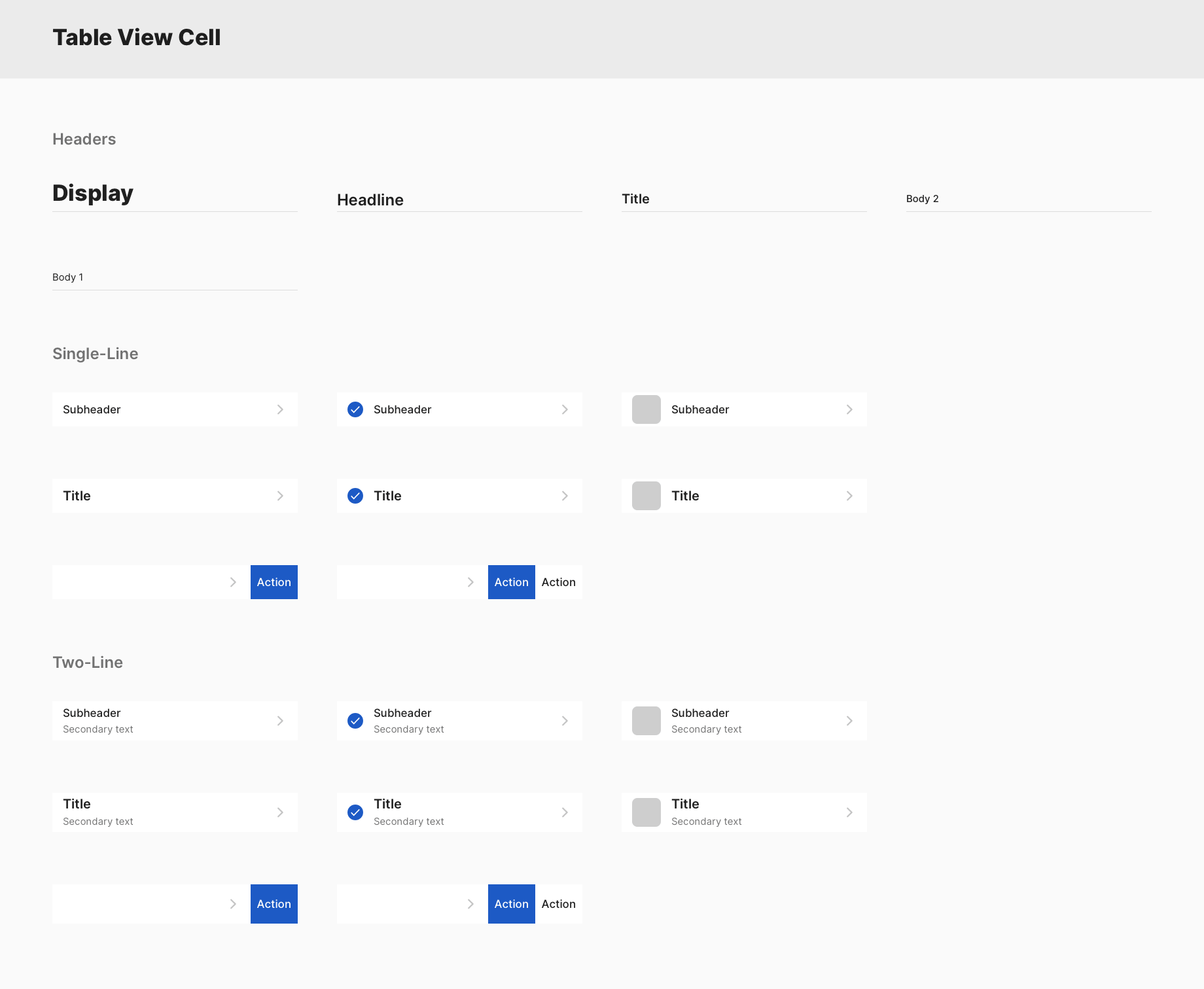 iOS Light - table view