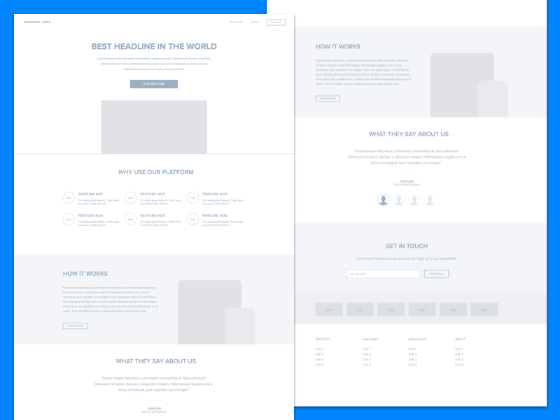 Landing Page Wireframe