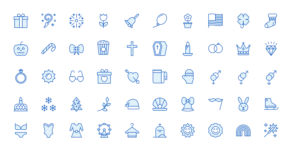 Monochrome Icons - 14 Holidays