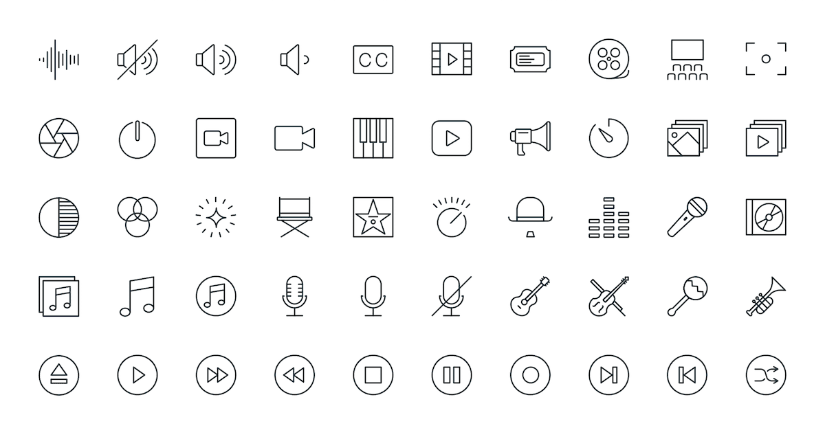 Stroke Icons - 03 Multimedia