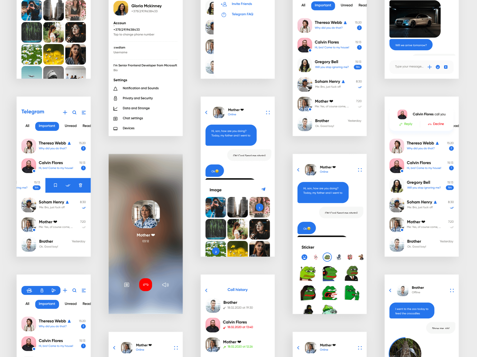 Telegram App UI Kit Concept