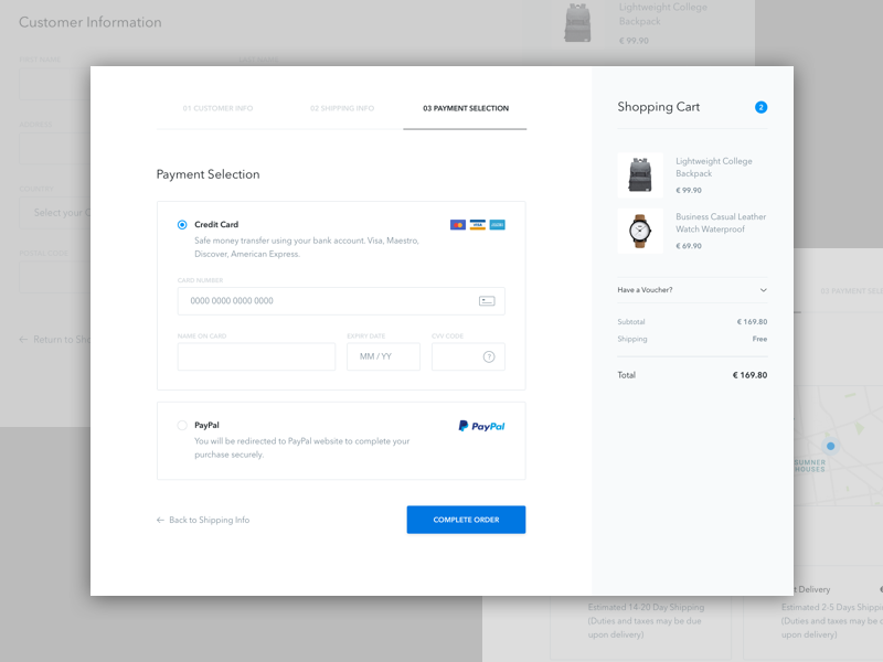 3 Step Checkout Process