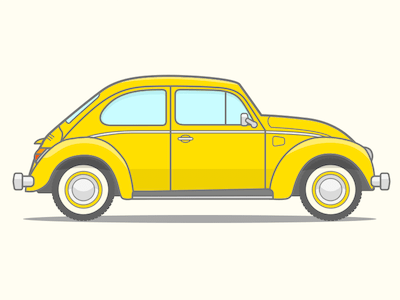 VW Beetle Vector Line Art